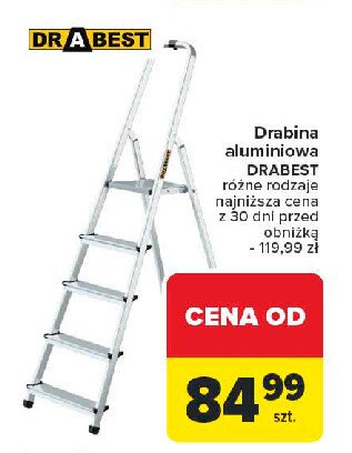 Drabina aluminiowa 5-stopniowa Drabest promocja w Carrefour