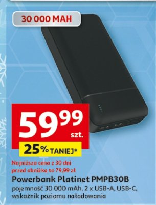 Powerbank Platinet PMPB30B 30 000 MAH promocja w Auchan