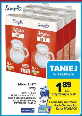 Mleko UHT SIMPL promocja w Carrefour Market