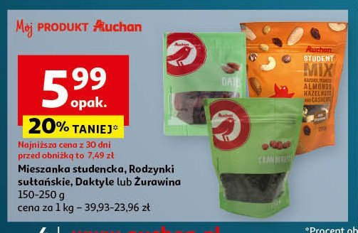 Daktyle suszone bez pestek Auchan bio promocja