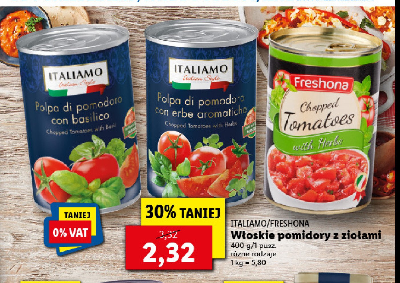 Pomidory siekane z  bukietem ziół Italiamo promocja