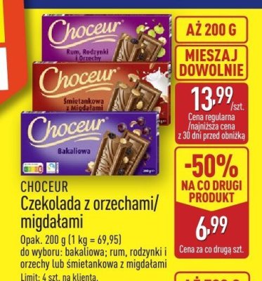 Czekolada Choceur z orzechami/migdałami promocja w Aldi
