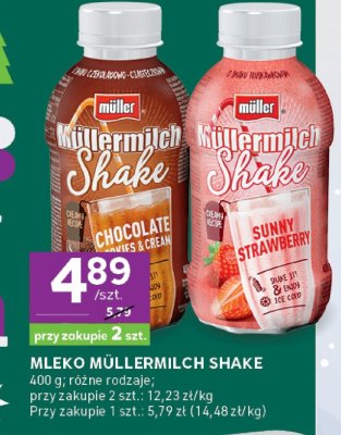 Mleko Müllermilch Shake chocolate, sunny strawberry promocja w Stokrotka