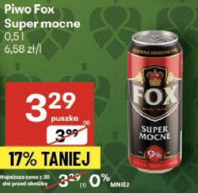 Piwo Fox Super mocne 0.5l promocja w Delikatesy Centrum