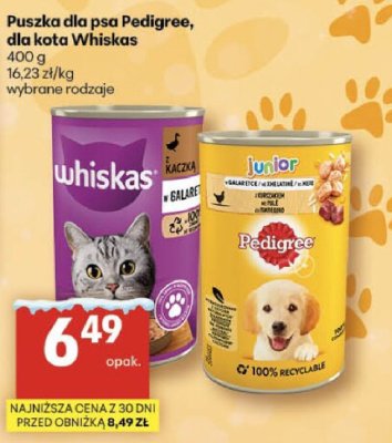 Puszka dla psa Pedigree, dla kota Whiskas 400 g wybrane rodzaje promocja w Delikatesy Centrum