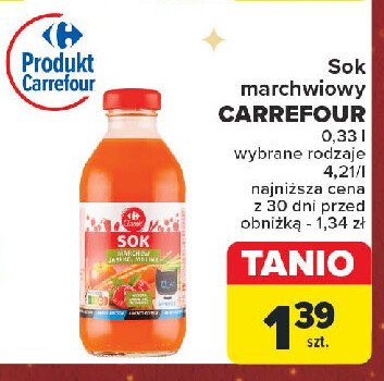 Sok marchew-jabłko-malina Carrefour promocja w Carrefour Market