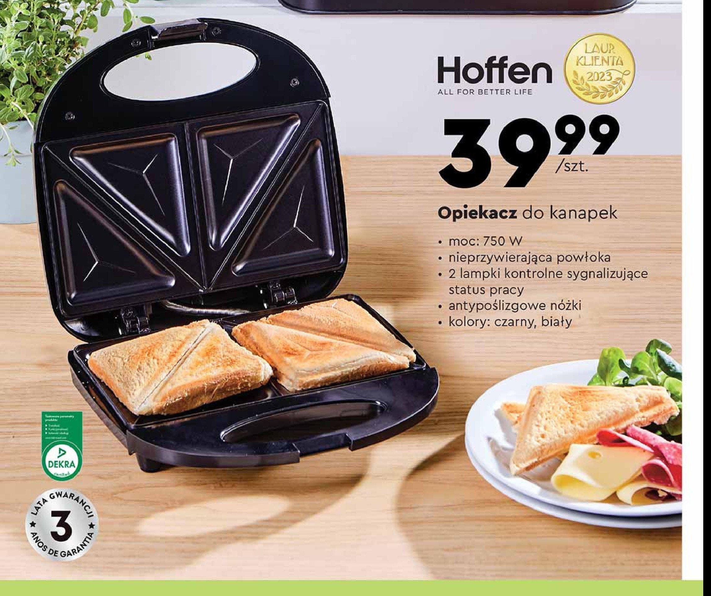 Opiekacz do kanapek 750 w Hoffen promocja