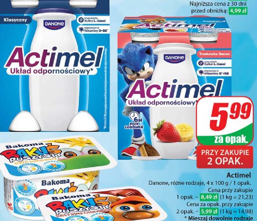 Jogurt classic Danone actimel promocja