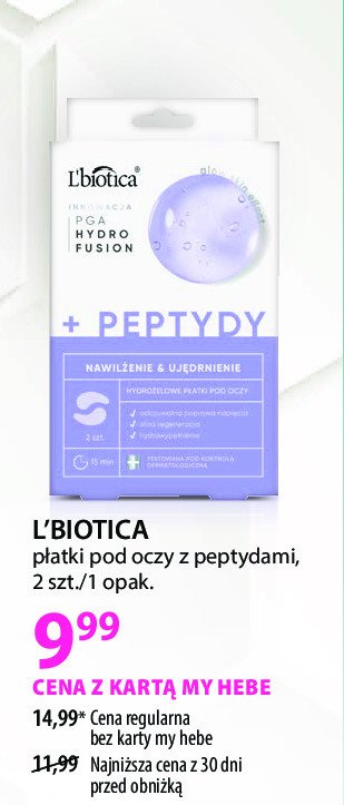 Płatki pod oczy peptydy L'BIOTICA promocja