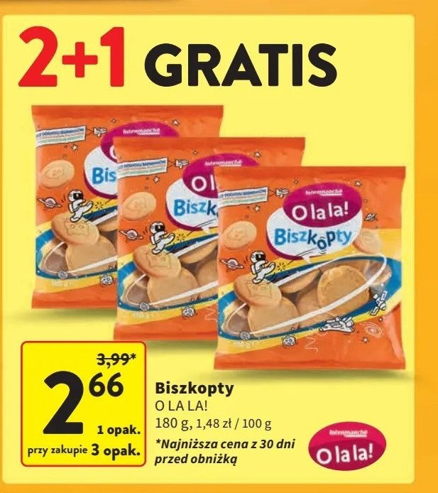 Biszkopty O la la! promocja w Intermarche