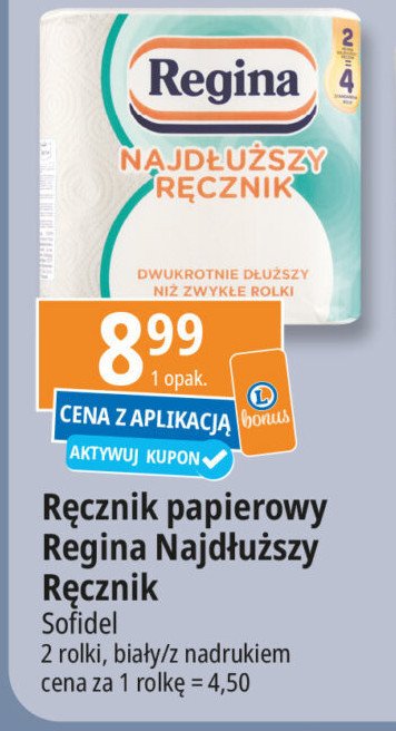 Ręcznik z nadrukiem Regina najdłuższy ręcznik promocja w Leclerc