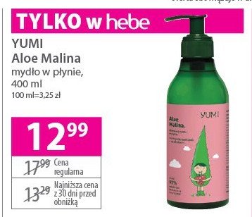 Żel pod prysznic intensywne nawilżanie aloe malina Yumi cosmetics promocja