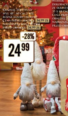 Krasnal tekstylny wys. 48-60 cm różne wzory i kolory promocja w Dino