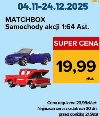 Samochody akcji 1:64 Ast. Matchbox promocja w Supeco