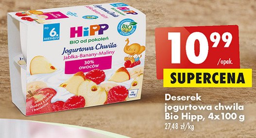 Deser jogurtowy jabłka-banany-maliny HIPP JOGURTOWA CHWILA promocja