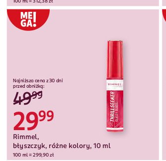 Błyszczyk do ust 350 pink to berry Rimmel thrill seeker promocja w Rossmann