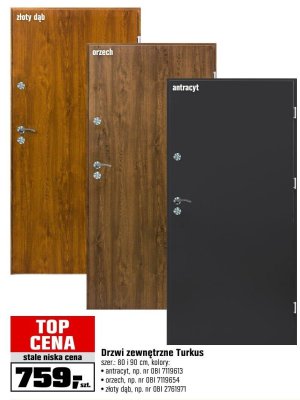 Drzwi zewnętrzne Turkus promocja w OBI