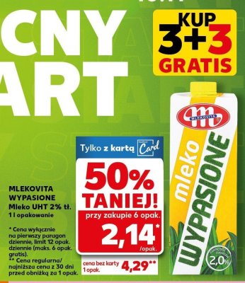 Mleko wypasione UHT 2% tł. 1 l promocja w Kaufland