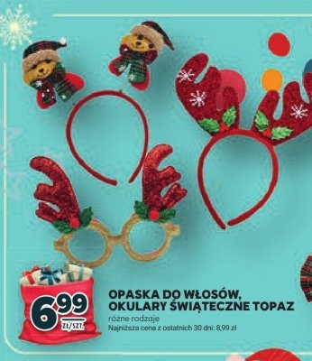 Opaska do włosów, okulary świąteczne Topaz różne rodzaje promocja w Stokrotka