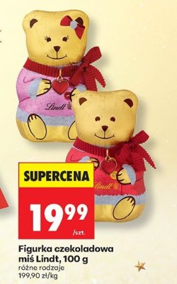 Figurka czekoladowa miś Lindt różne rodzaje promocja w Biedronka