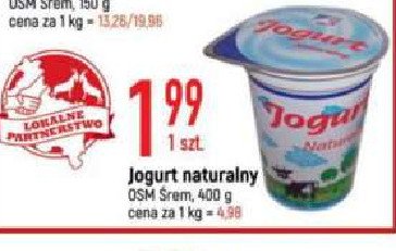 Jogurt naturalny Osm 艣rem promocja
