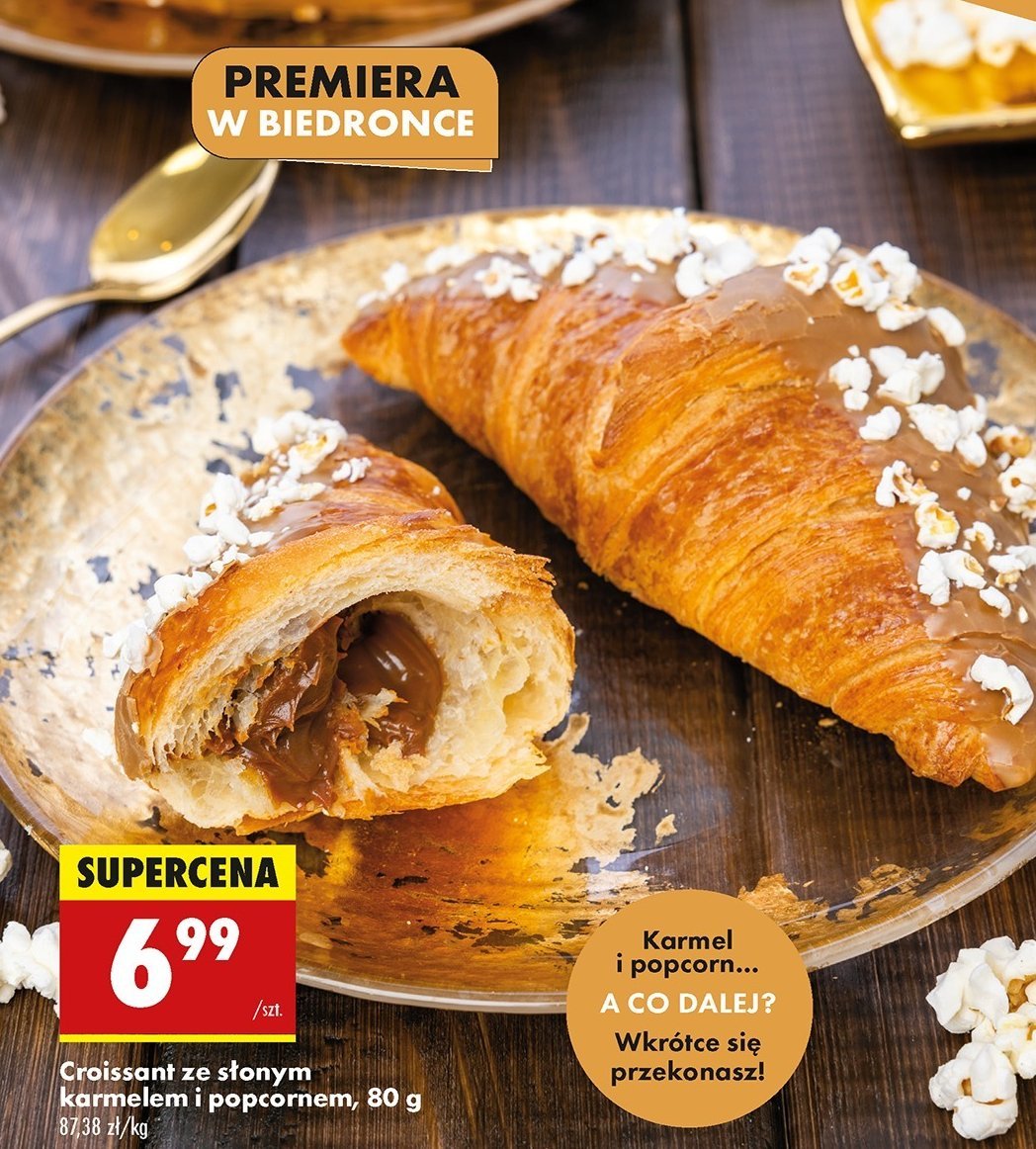 Croissant ze słonym karmelem i popcornem promocja w Biedronka