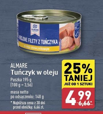 Tuńczyk w oleju słonecznikowym Almare promocja