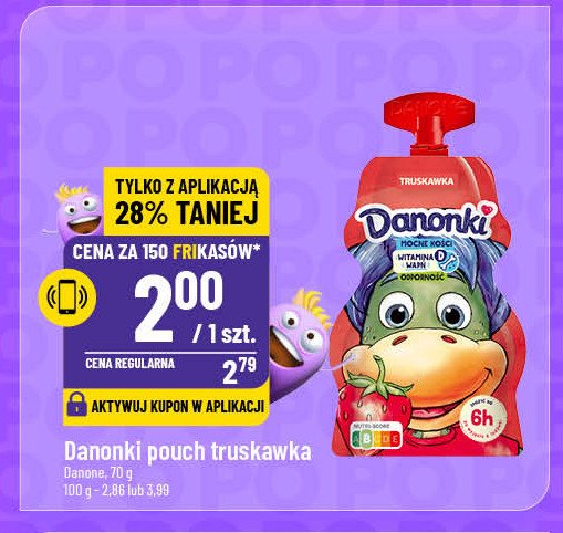 Jogurt w saszetce truskawka Danonki promocja