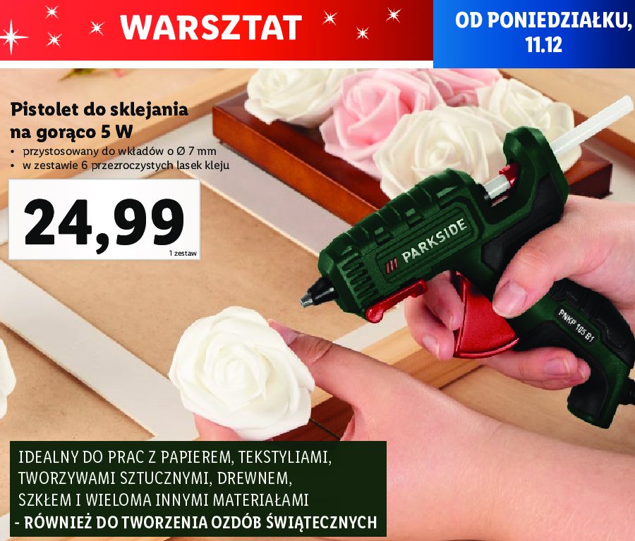 Pistolet klejowy bezprzewodowy Parkside promocja