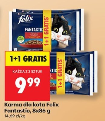 Karma dla kota Felix Fantastic 8x85 g promocja w Biedronka