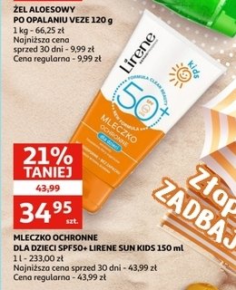 Mleczko chroniące przed słońcem spf 50 bez zapachu Lirene kids promocja