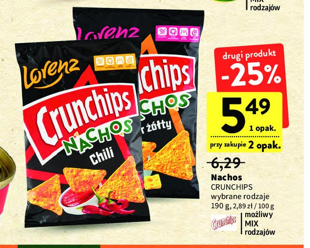 Chipsy nachos ser żółty Crunchips Crunchips lorenz promocje