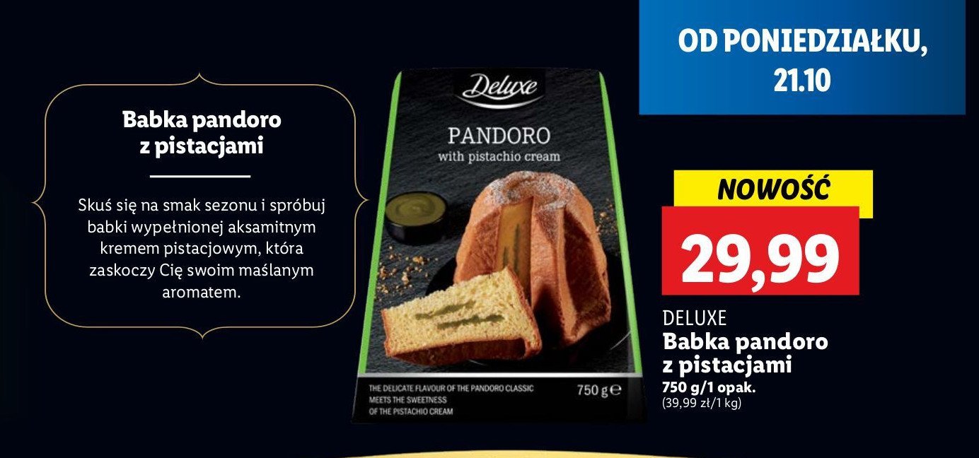 Babka pandoro z pistacjami Deluxe promocja