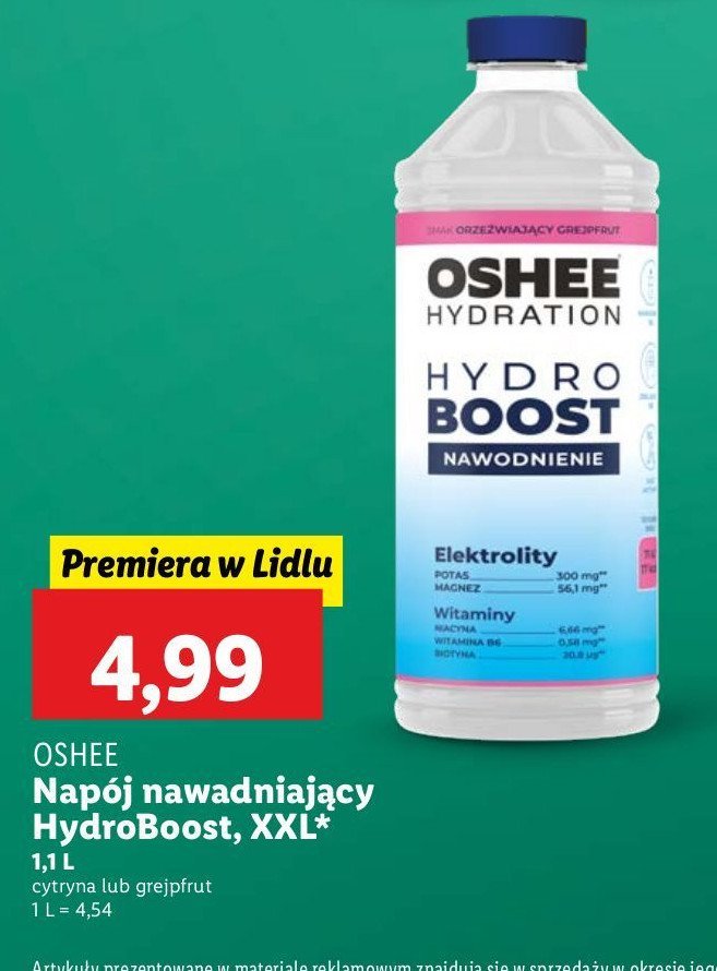 Napój nawodnienie grejpfrut Oshee hydro boost promocja w Lidl