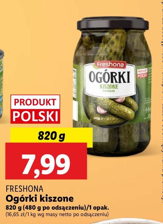 Ogórki kiszone małosolne Freshona promocja