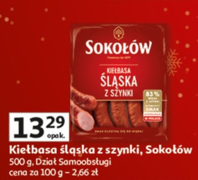 Kiełbasa śląska z szynki Sokołów 500g promocja w Auchan