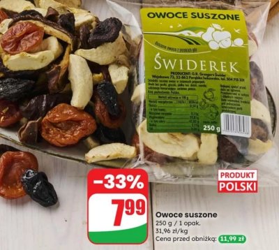 Owoce suszone Świderek promocja w Dino