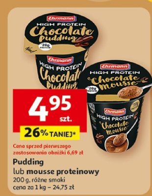 Pudding lub mousse proteinowy Ehrmann, 200 g, różne smaki promocja w Auchan