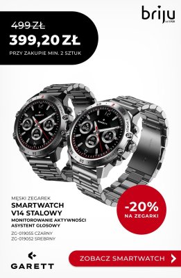 Smartwatch Garett V14 Stalowy Czarny promocja w Briju