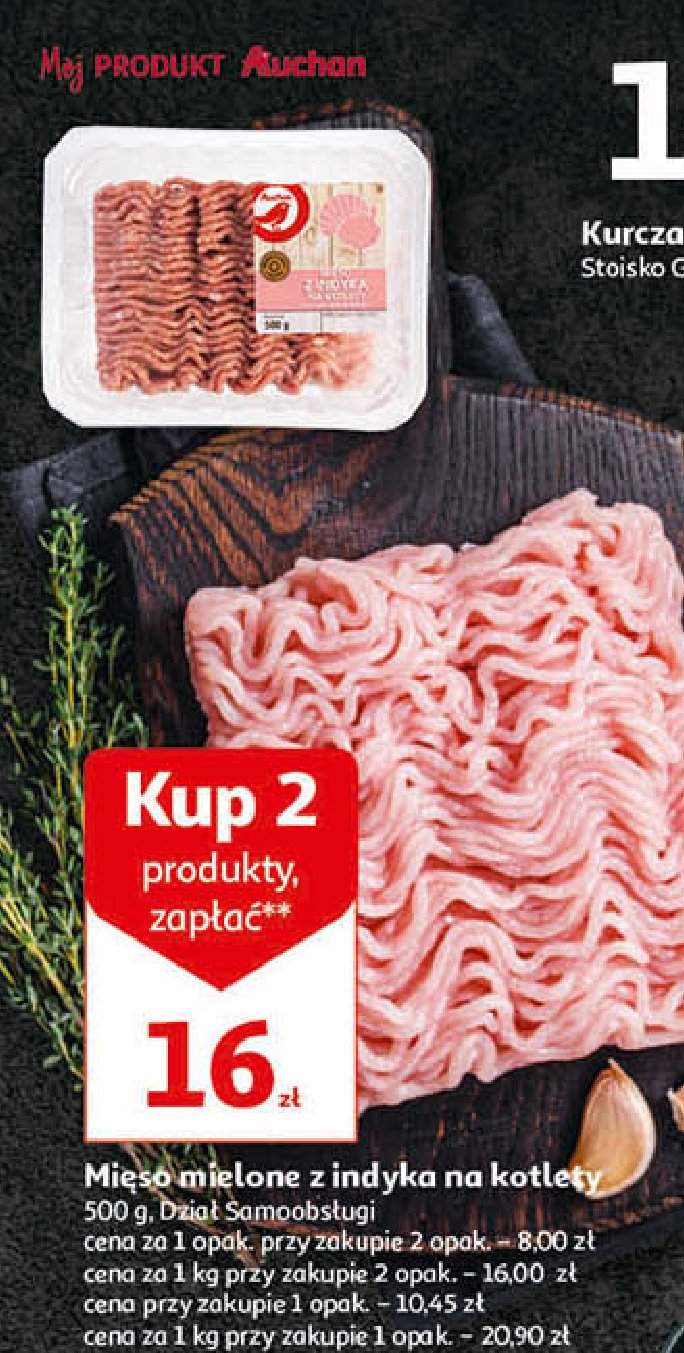 Mięso mielone z indyka na kotlety Auchan promocja