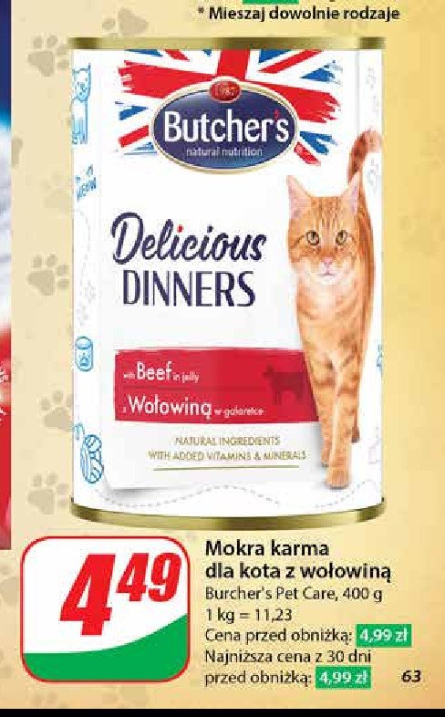 Karma dla kota z wołowina Butcher's delicious dinners promocja