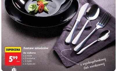 Zestaw sztućców z wysokogatunkowej stali nierdzewnej promocja w Biedronka