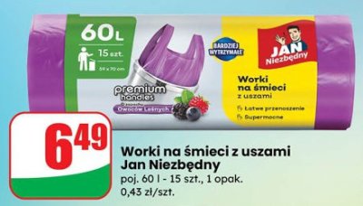 Worki na śmieci z uszami 60 l promocja w Dino