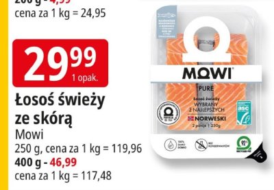 Łosoś świeży ze skórą Mowi promocja w Leclerc