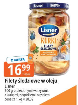 Filety śledziowe w oleju Lisner z kurkami promocja w Leclerc