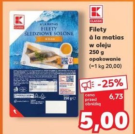 Filety śledziowe a'la matjas w oleju K-classic promocja w Kaufland