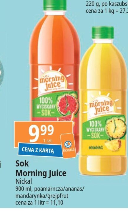 Sok 100% wyciskany ananas Morning juice promocja