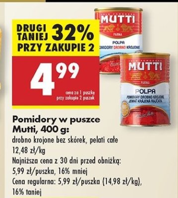 Pomidory drobno krojone polpa Mutti promocja
