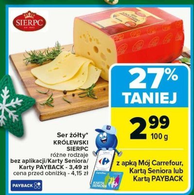 Ser żółty Królewski SIERPC promocja w Carrefour Market