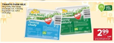 Twaróg Farm Milk 250 g, różne rodzaje promocja w Stokrotka